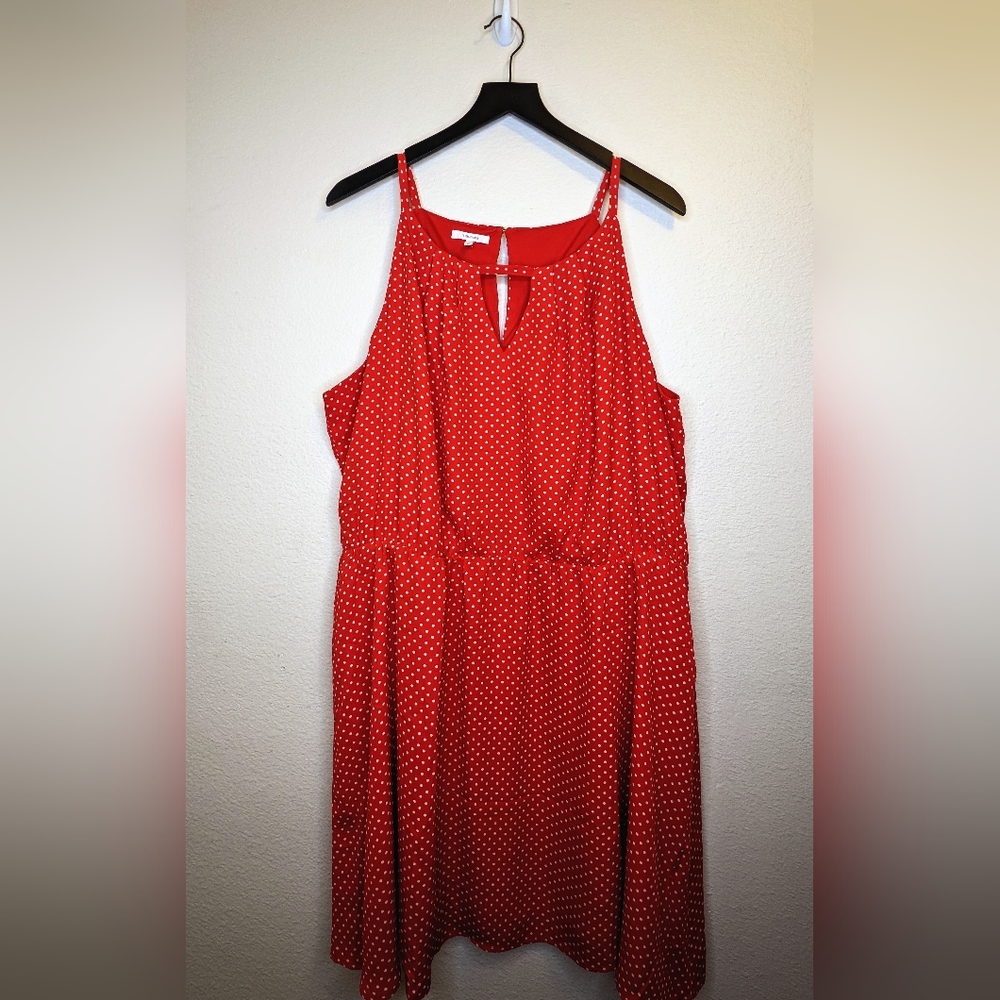 Maurices Red Polka Dot Keyhole Neck Dress